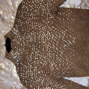 Sequined sparkle ribbed  turtleneck